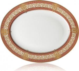 10585600 Haviland Блюдо овальное 34,5см "Салон Мюрат" (вишневый, золотой декор) Фарфор, Керамика