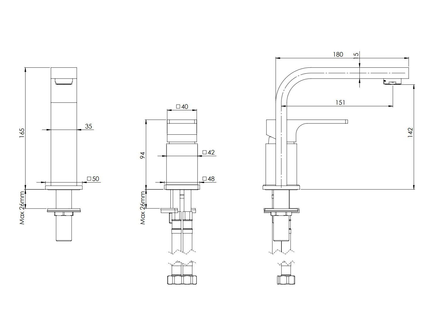 Однорычажный смеситель для раковины с 2 отверстиями Rubinetterie Mariani Rebel ARCH-00115234 - Вид №2