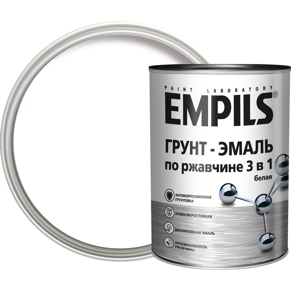 Грунт-эмаль по ржавчине 3в1 Empils PL гладкая цвет белый 0.9 кг STLM-2159240