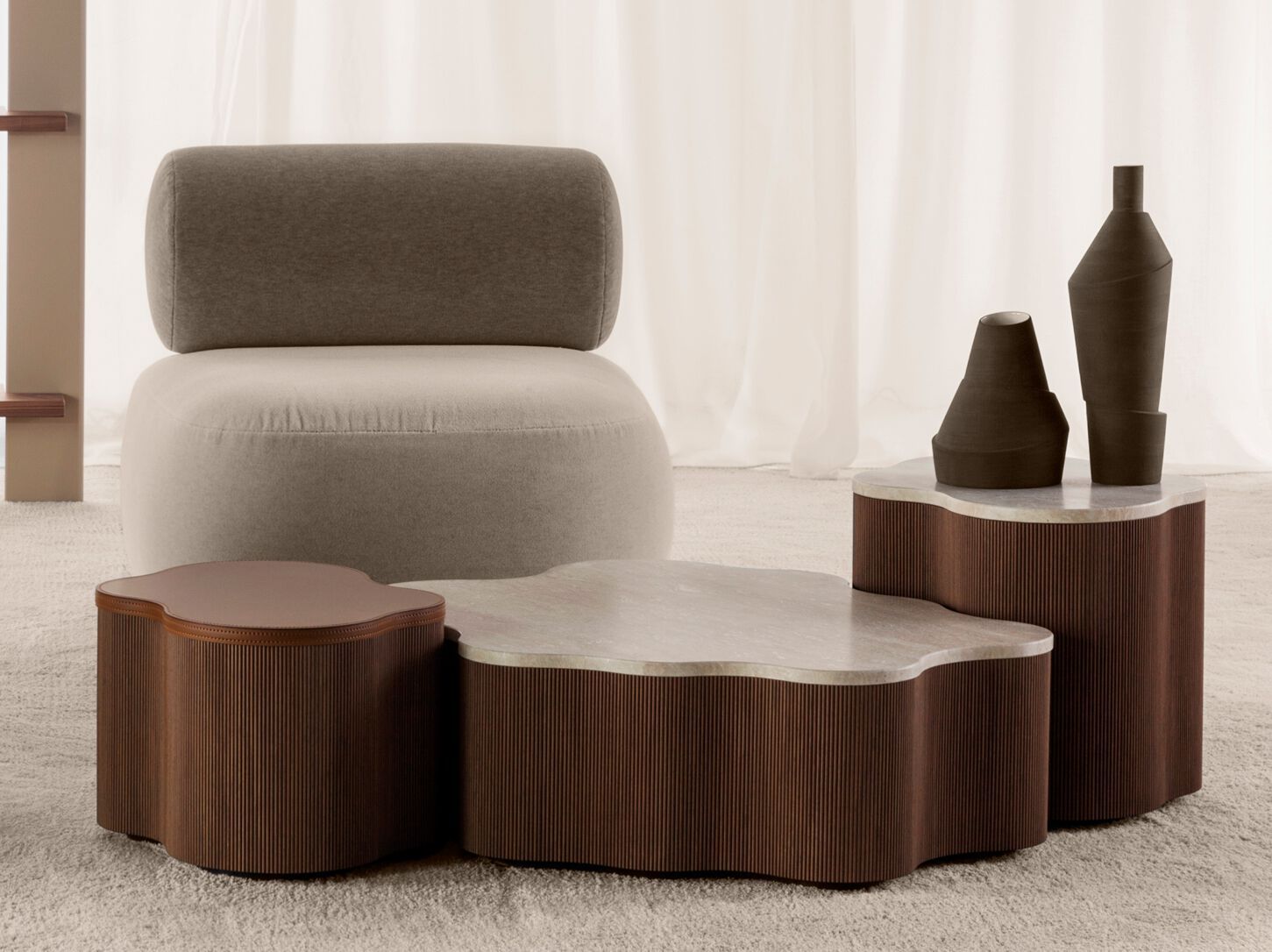 Низкий журнальный столик с кожаным или мраморным верхом Vibieffe Quite luxury ARCH-00147905