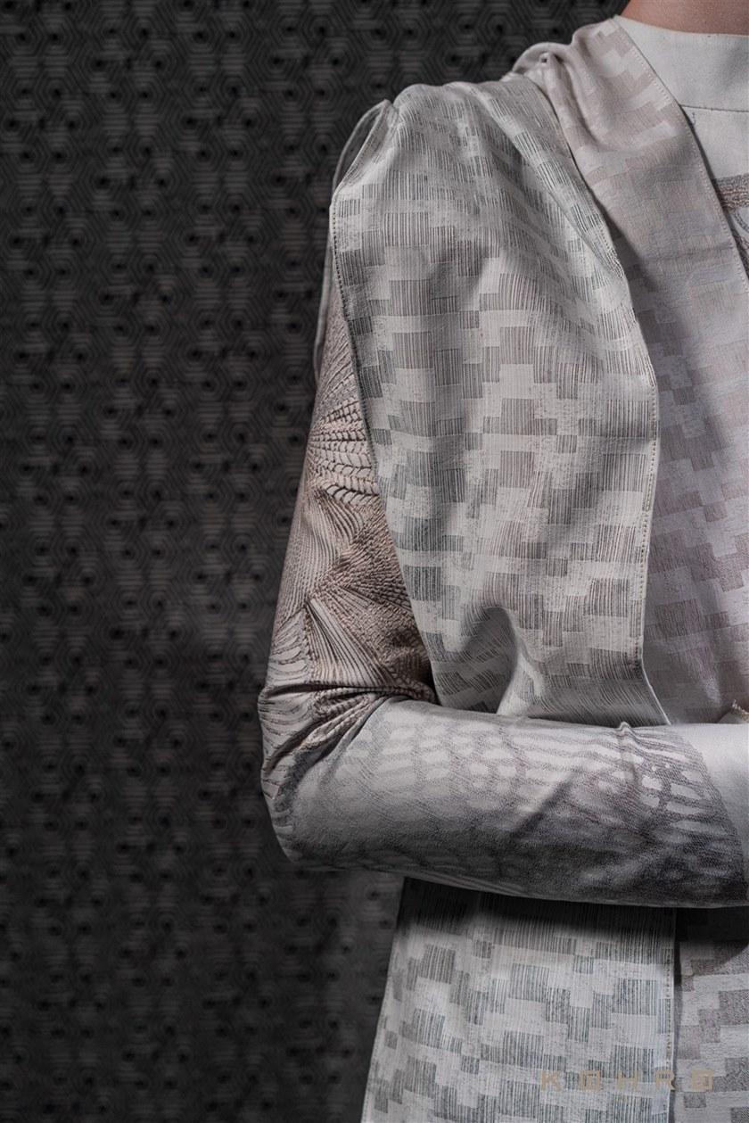 KOHRO Хлопковая ткань с графическими мотивами A gong on the river Kr064951  - Вид №5