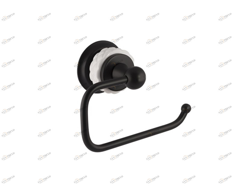 065577.000.84 Держатель для туалетной бумаги из белого фарфора Матовый черный Mestre 