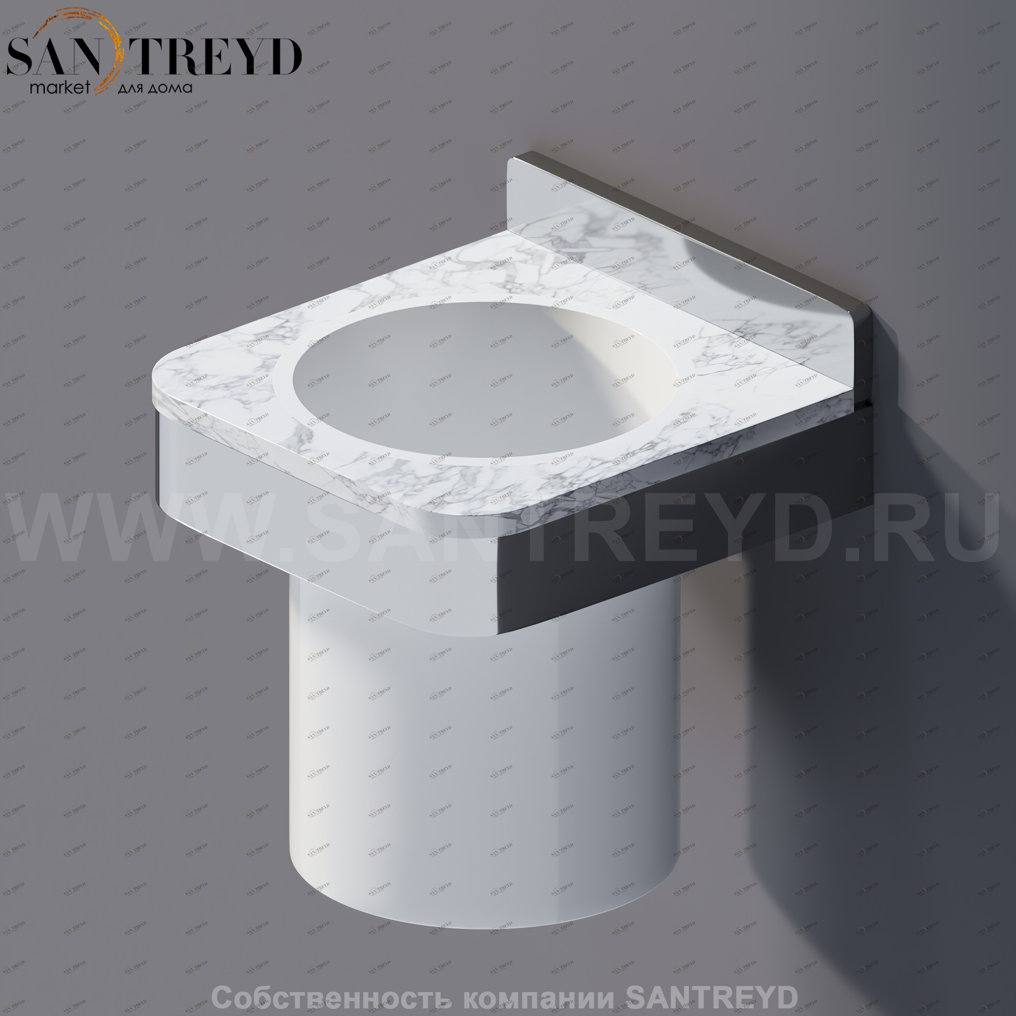 Agape MEMORY Держатель для зубных щеток с полкой из белого мрамора в хромированном каркасе AMEM853AMC