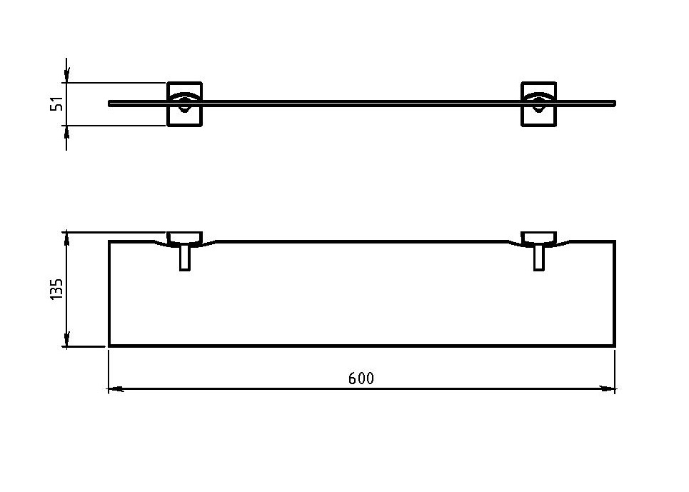 Полка стеклянная Novaservis Metalia 12 0240.0 хром 02400 - Вид №1