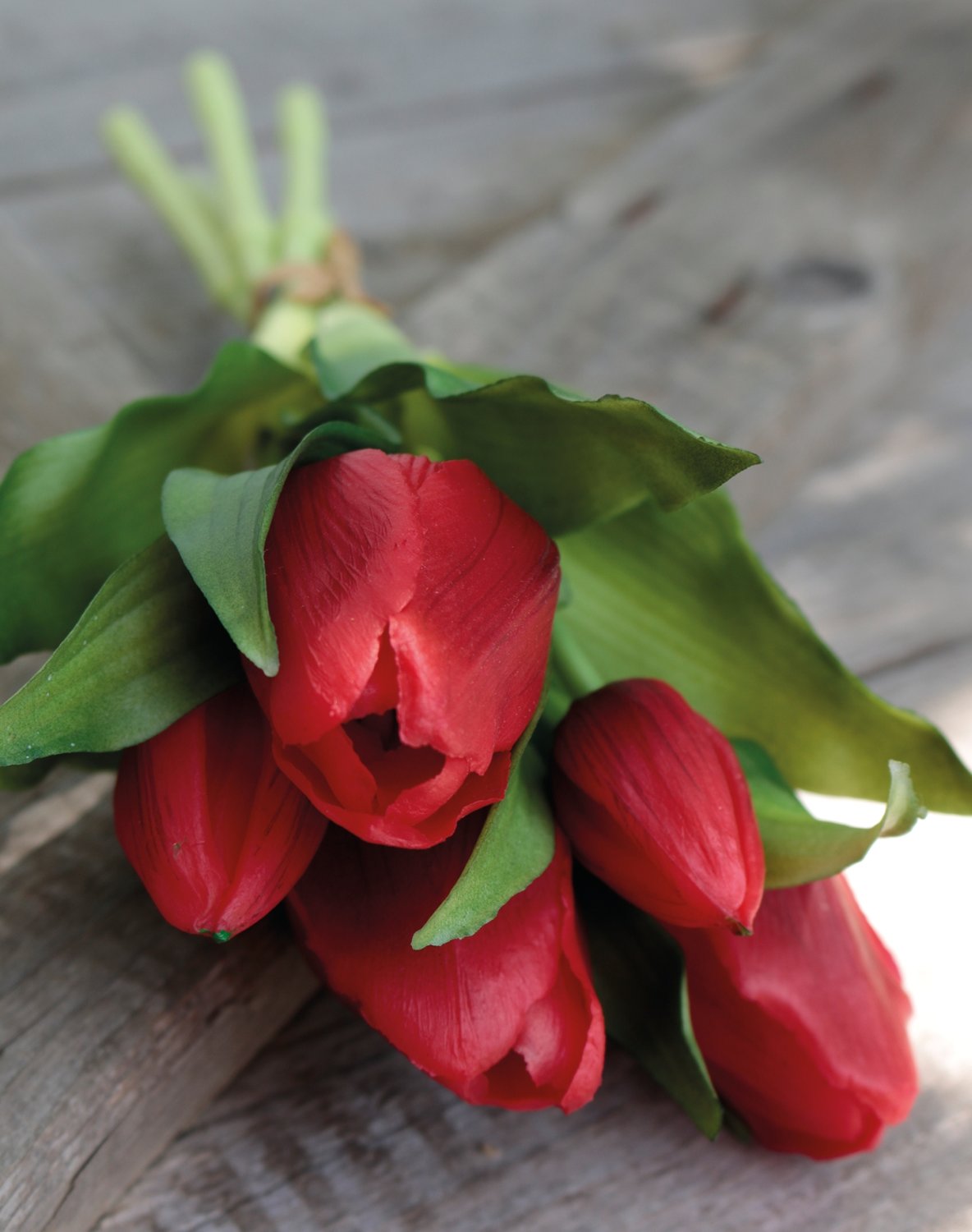 2941 444 a3 Искусственный букет тюльпанов, 5-цветков, 28 см, красный H-andreas  - Вид №10