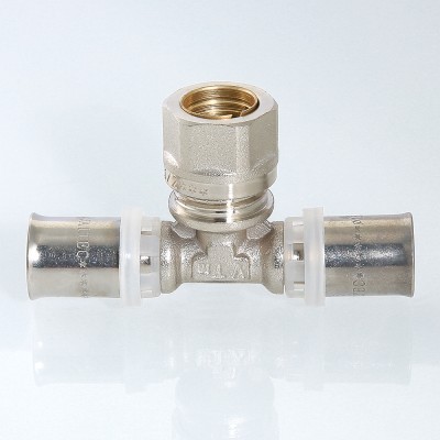VTm.233.I.161516 Пресс-фитинг – тройник с переходом на обжимное соединение Valtec 16 x 15 x 16 мм  - Вид №8