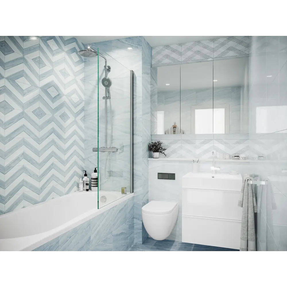 Плитка настенная Ars Шеврон 40x27 см 1.08 м² мрамор цвет голубой Santreyd STLM-2154789 - Вид №3