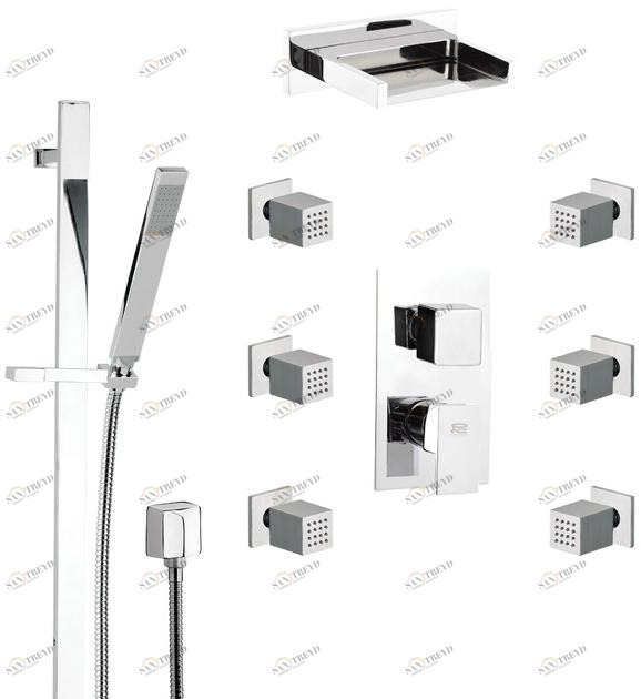 Remer Rubinetterie Душевой набор со смесителем, скользящей штангой, лейкой и ручным душем Flash Z93 7 s01