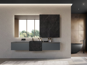 Подвесной шкаф для раковины Fenix с выдвижными ящиками и зеркалом