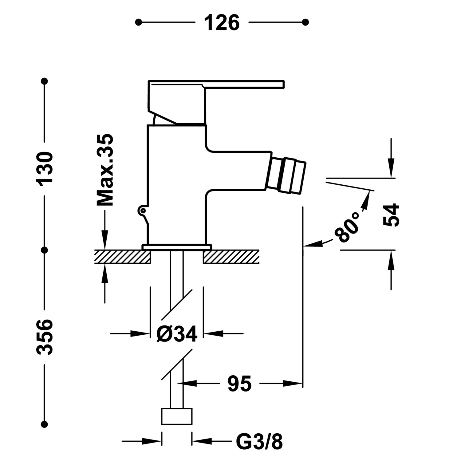 Смеситель для биде LEX-ALP с одной ручкой-181120 TRES - Вид №1