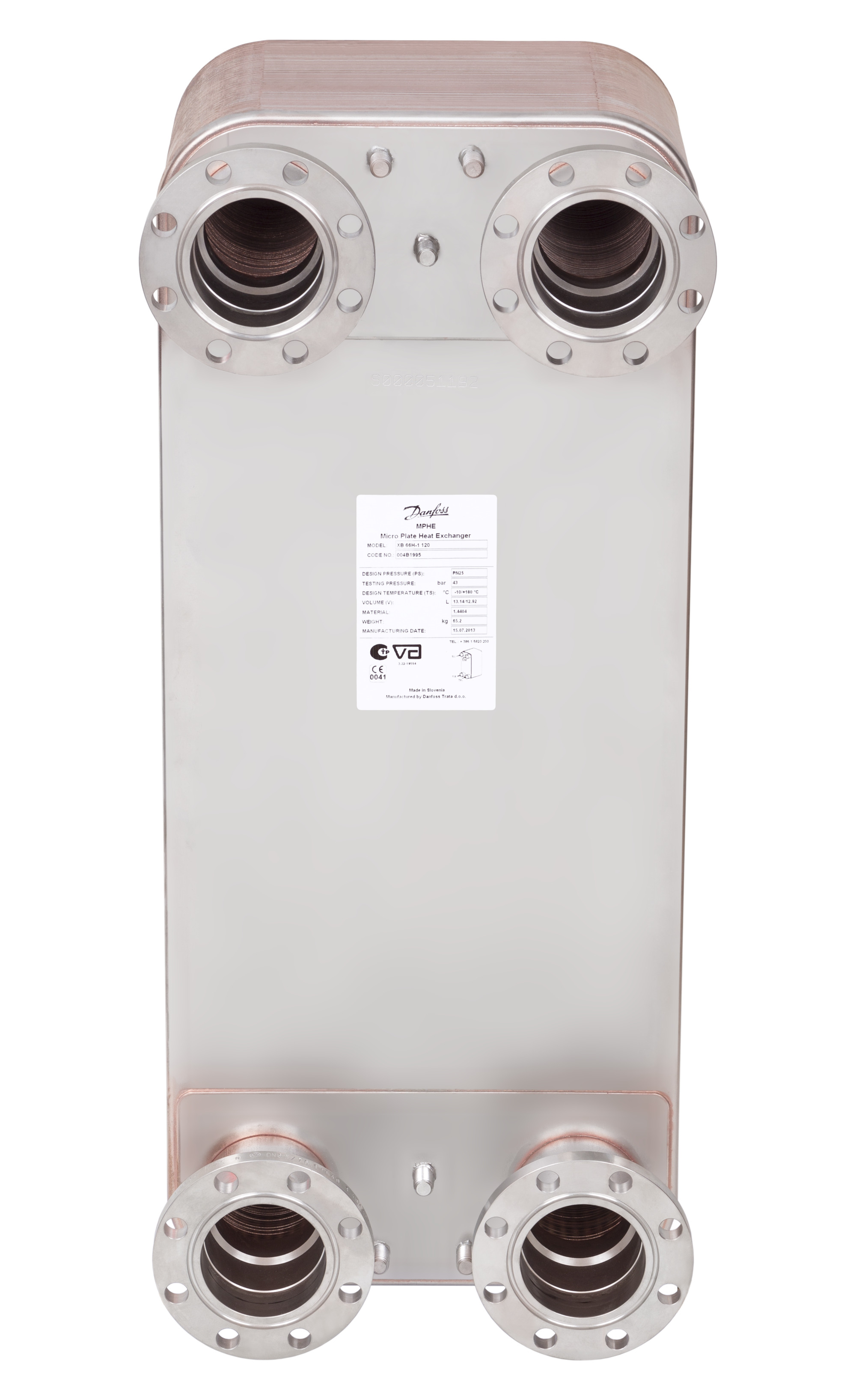 Danfoss Паяный пластинчатый теплообменник серии XB66 XB66L-1-40 PN16 DN65 паяный ТО 004B1961  - Вид №8