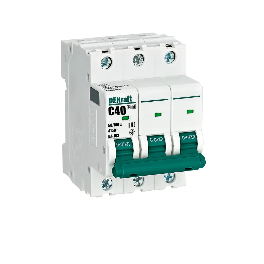 Автоматический выключатель DEKraft ВА-103 3P C40A для надежной защиты сети 84509390 STLM-0050967
