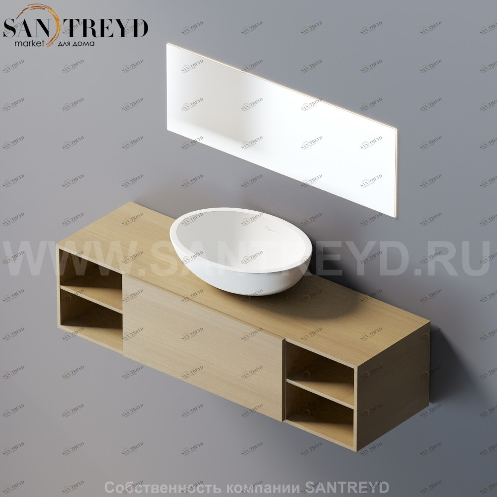 Lato - система широких и вместительных блоков для хранения из фанеры с дубовым шпоном для ванной комнаты Agape