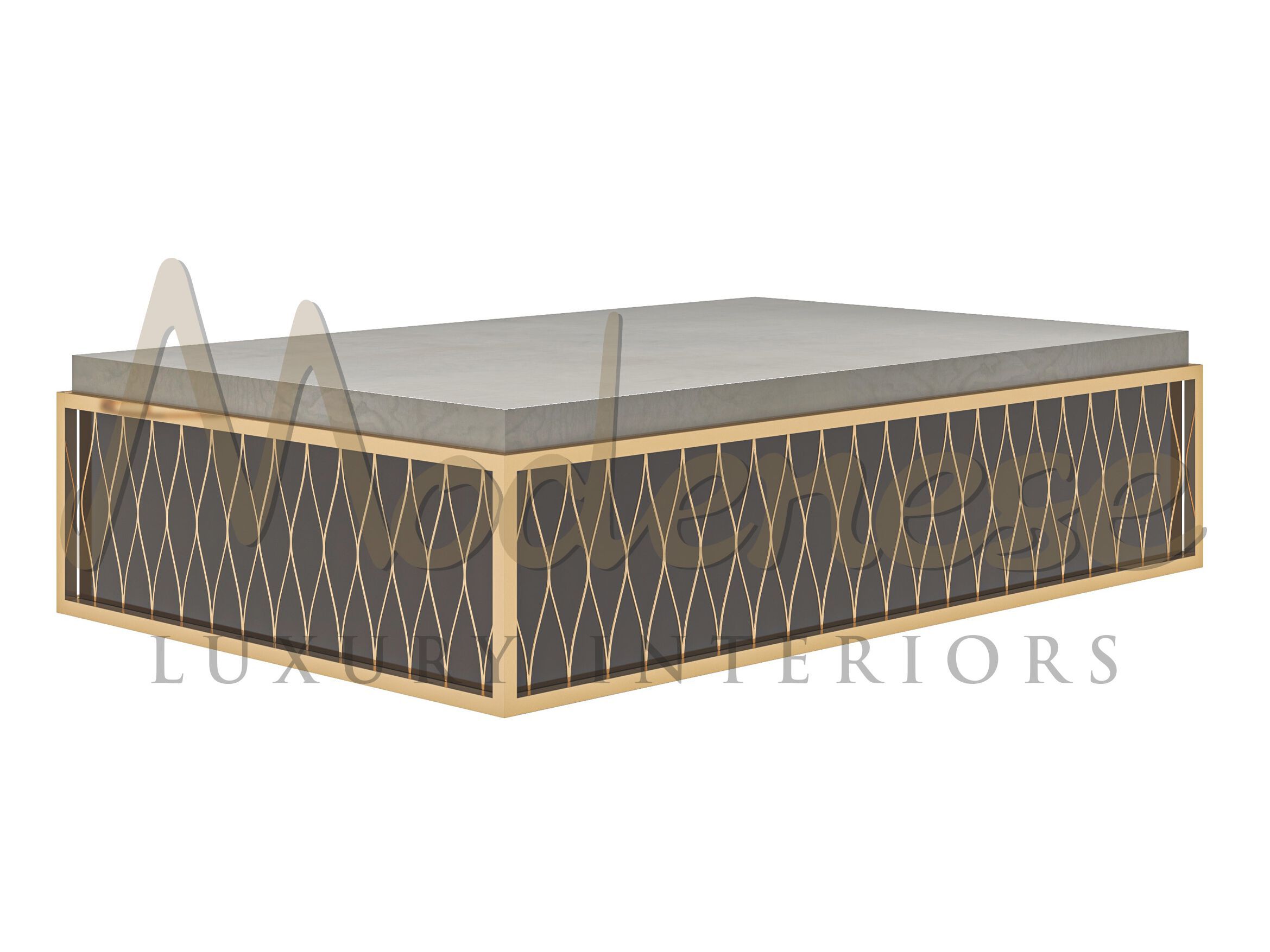 Прямоугольный низкий журнальный столик из шиповника Modenese Luxury Interiors METAL ARCH-00142891 - Вид №1