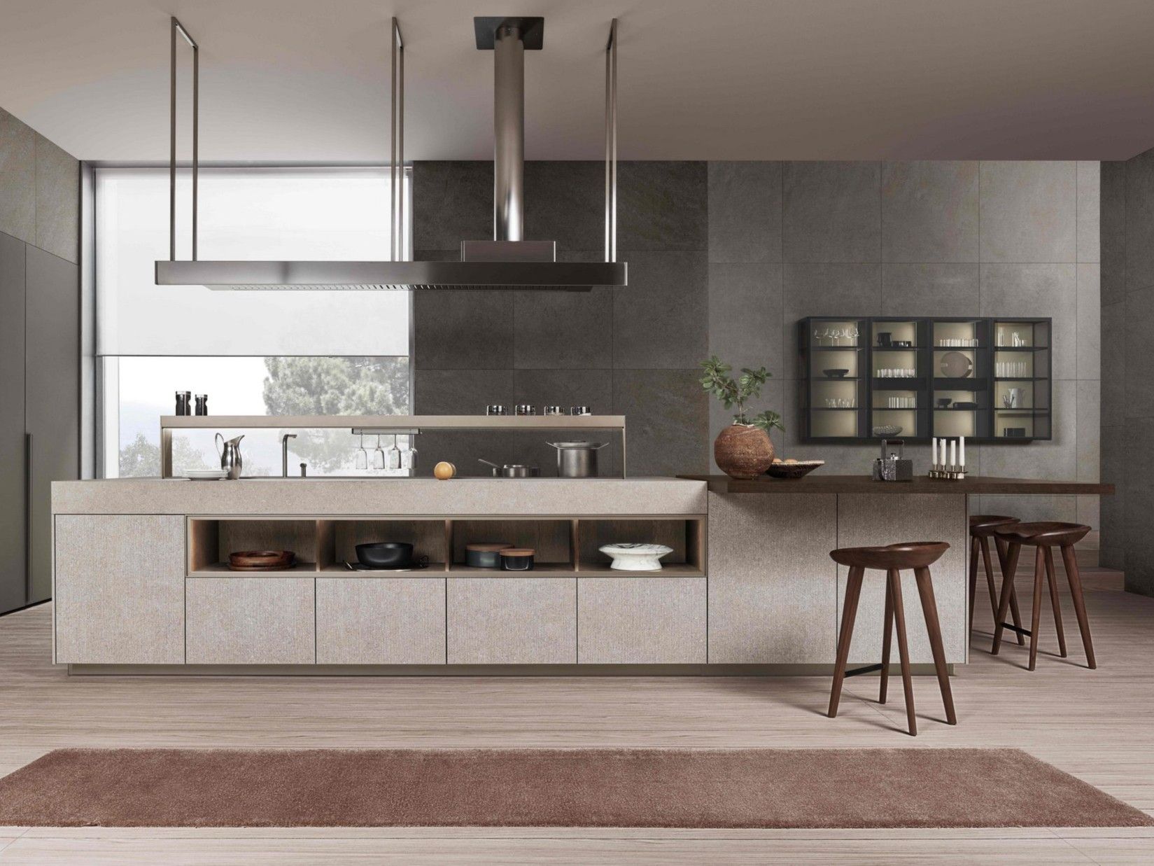 Кухня без ручек на заказ с полуостровом ERNESTOMEDA знак ARCH-00134842