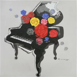 Картина на холсте 100х100 см "Фортепиано" EVENHOME КАРТИНЫ МАСЛОМ 129840 Красный;черный;разноцветный