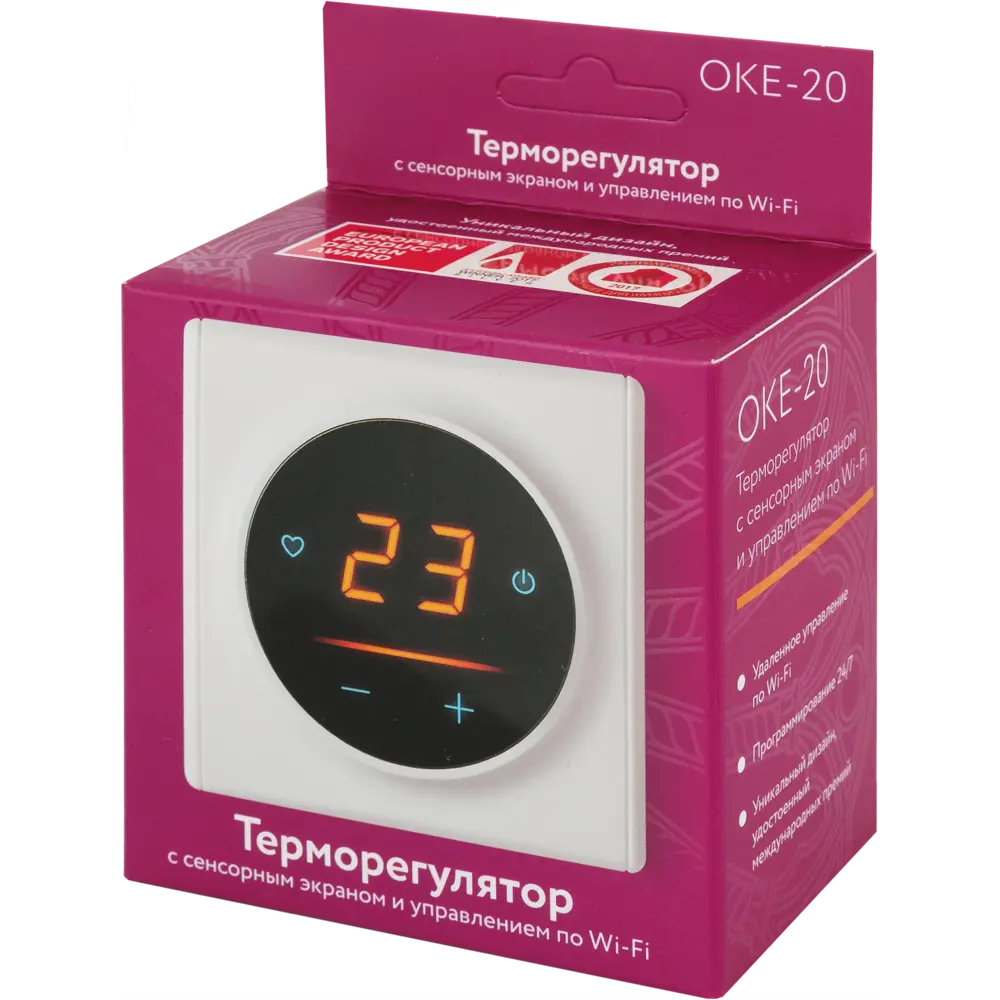 Терморегулятор для теплого пола Onekey Florence ОКЕ-20 электронный программируемый с Wi-Fi цвет белый ONEKEYELECTRO STLM-2086584 - Вид №3