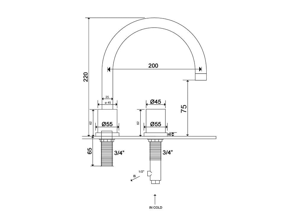 Смеситель для раковины с 2 отверстиями rvb FLAMANT DOCKS ARCH-00090400 - Вид №3