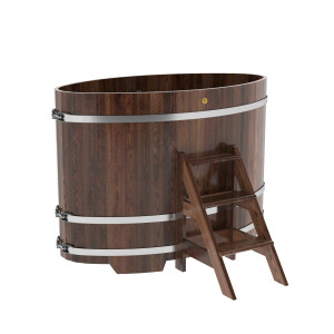 1163 Купель овальная из лиственницы 0,92х1,66х1,2 морёная премиум Alyarus