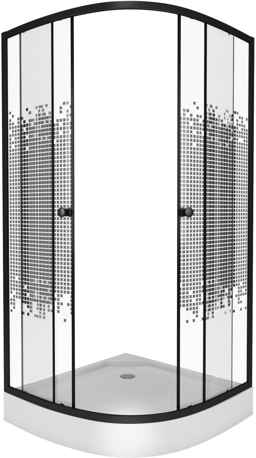 Душ. уголок NG- 007-14BLACK (900х900х1950) низкий поддон(13см) стекло МОЗАИКА 2 места Niagara ECO 0071452B - Вид №1