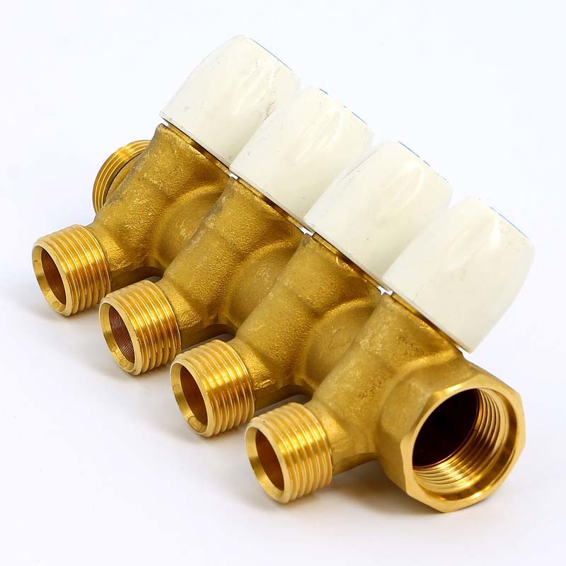 Коллектор НВ 3/4" с вентилями с утолщенными стенками TIEMME 4 выхода 1/2"Н 36мм 1860027 - Вид №2