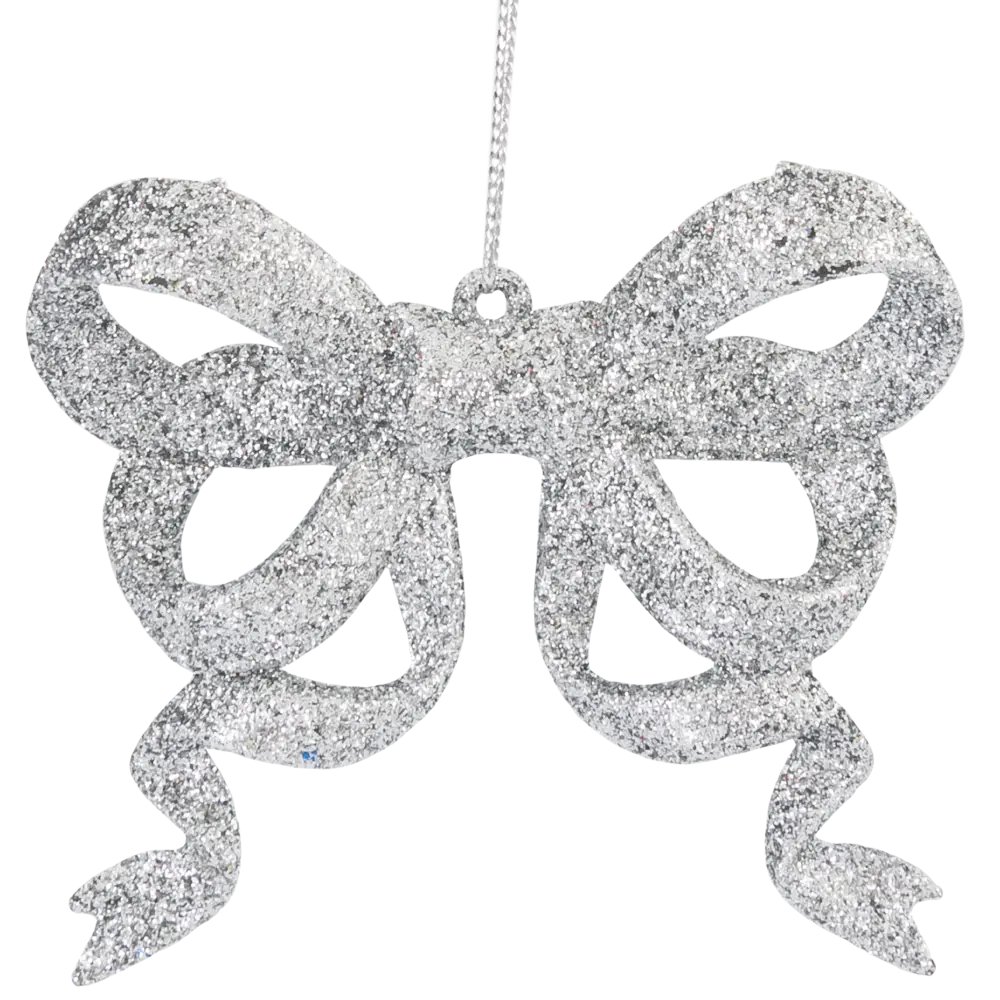 85156543 Елочная игрушка «Бантик» 9 см глиттер серебряный STLM-1483612 Santreyd  - Вид №2