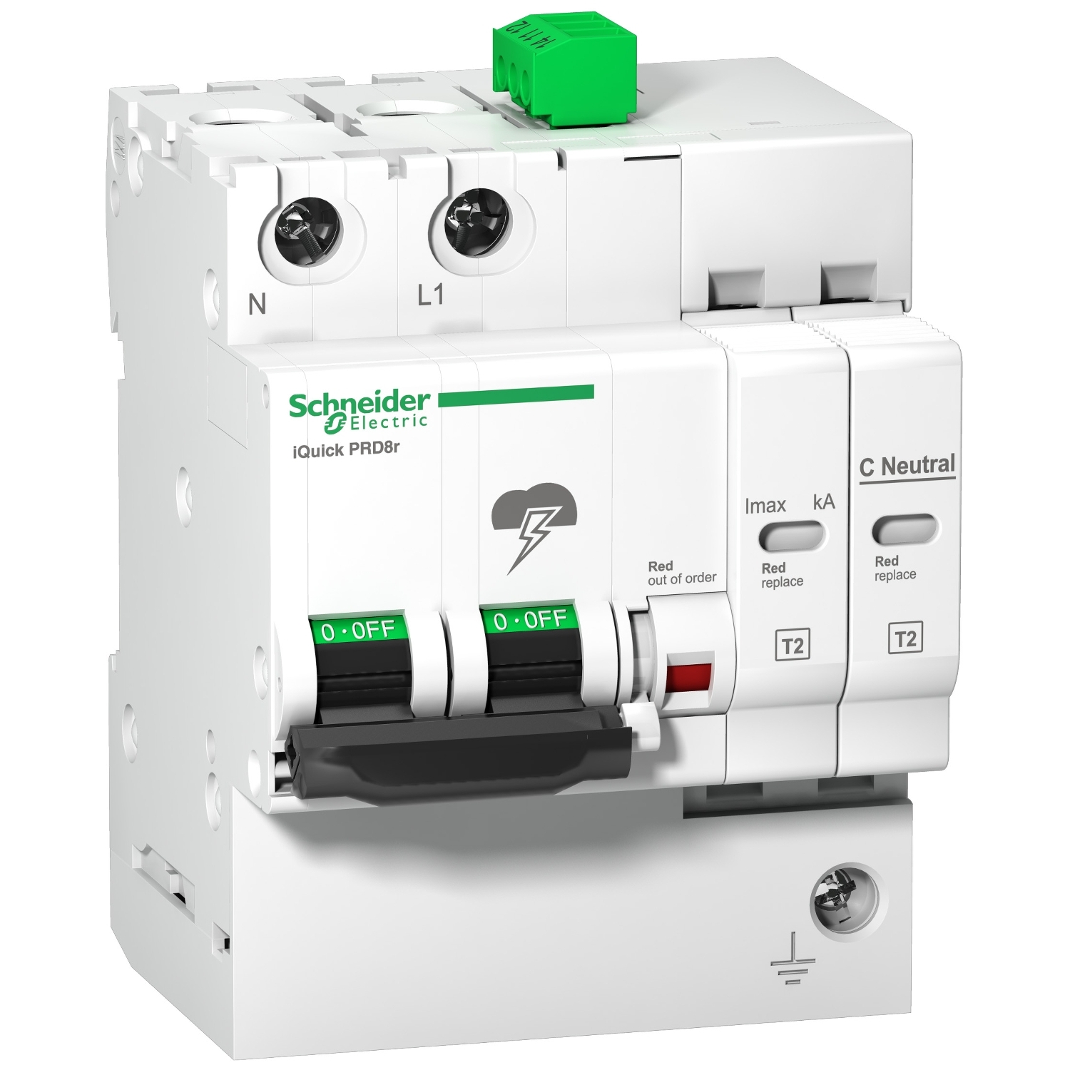 A9L16292 УЗИП СО ВСТРОЕННОЙ ЗАЩИТОЙ IQUICK IQUICK PRD 1П+Н 40кА С КАРТРИДЖАМИ Schneider Electric 