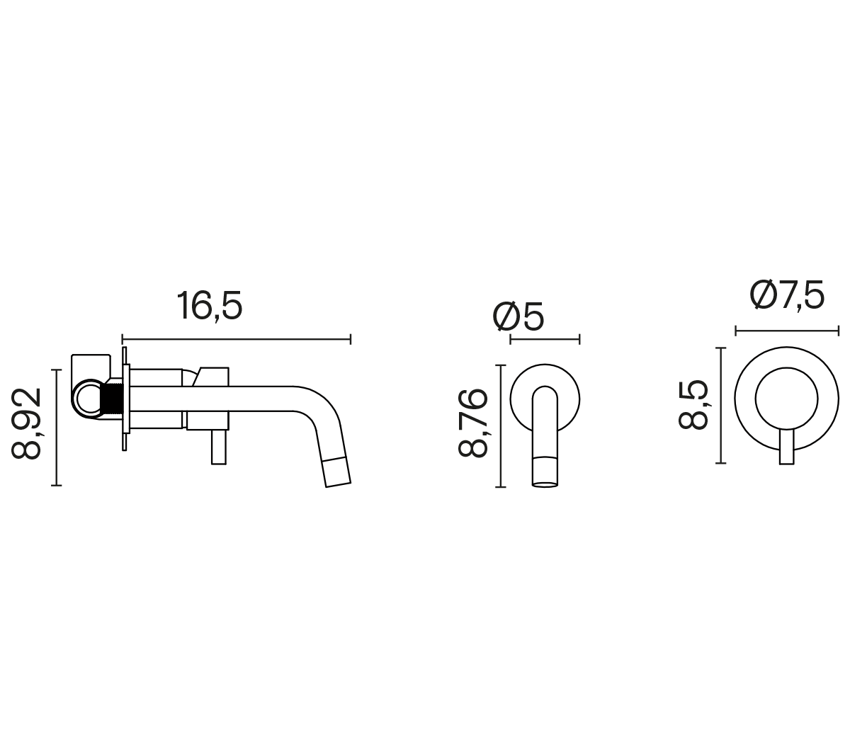 Ex.T MLP SMALL SLEEK Смеситель для раковины настенный EXMLP16SLCR - Вид №4