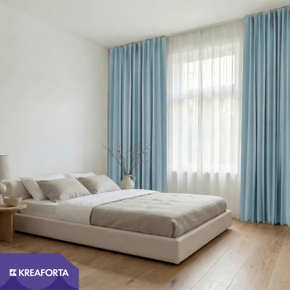 Штора на ленте со скрытыми петлями блэкаут KREAFORTA Luce 210x280 см серо-синий STLM-2001419 - Вид №6