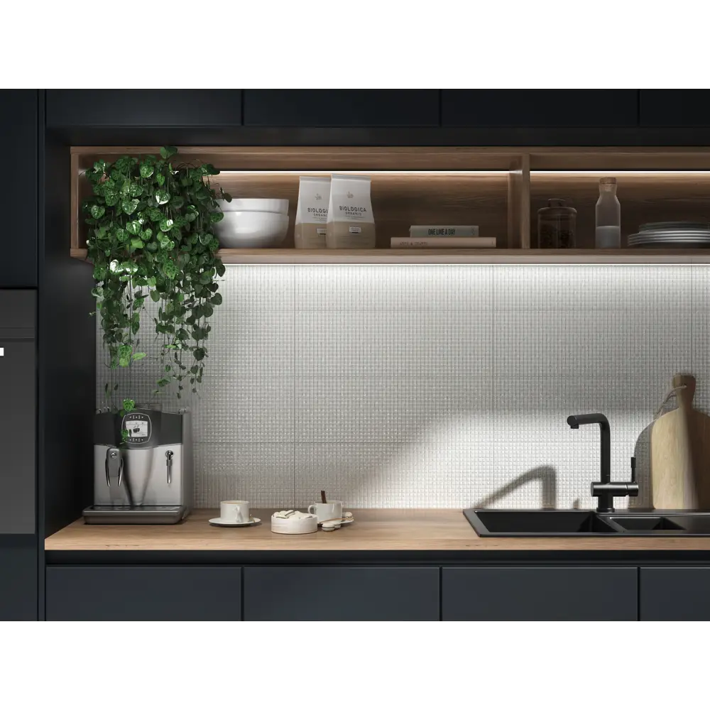 Плитка настенная Kerama Marazzi Сигма 20x60 см 1.2 м² глянцевая цвет белый квадратики STLM-2112063 - Вид №4