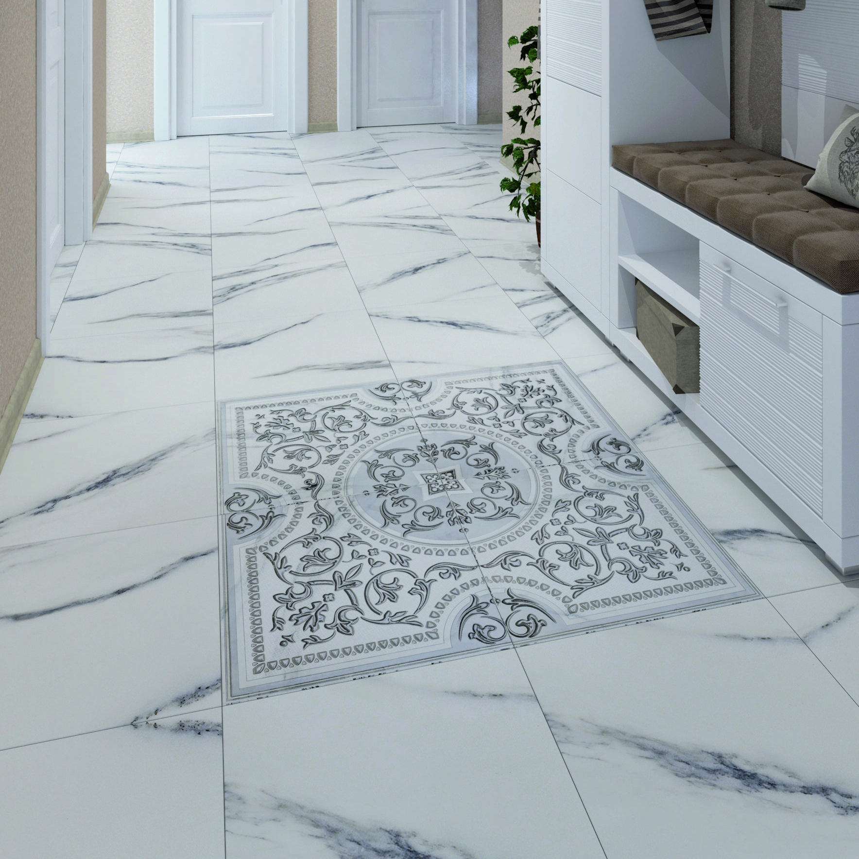 LB CERAMICS Бьянка Каррара - керамогранитное панно с мраморным эффектом 90×90 см 88295560