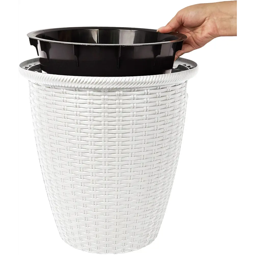 Кашпо для цветов Ingreen Rattan ø26.6 h27.5 см v10 л пластик белоснежный жасмин STLM-2035374 - Вид №2