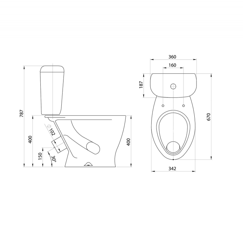 1.P401.7.S00.00B.F Компакт унитаз с бачком Белый SANTERI  Россия  - Вид №1