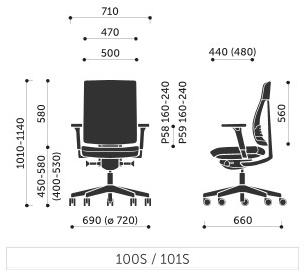profim Стул офисный вращающийся с 5 спицами и подлокотниками Xenon net sun-id-1495184 - Вид №3