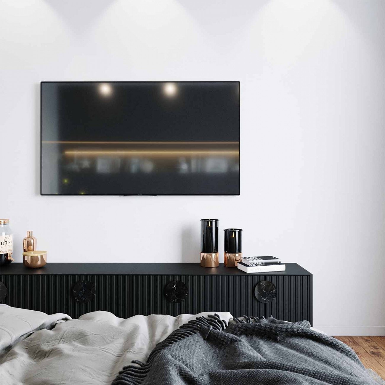 Тумба под телевизор с дверцами 61х246 см черная Alto BRAGIN DESIGN LIVING 00-3862437 Черный - Вид №3