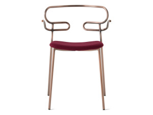 Металлический стул для ресторана с подлокотниками со встроенной подушкой