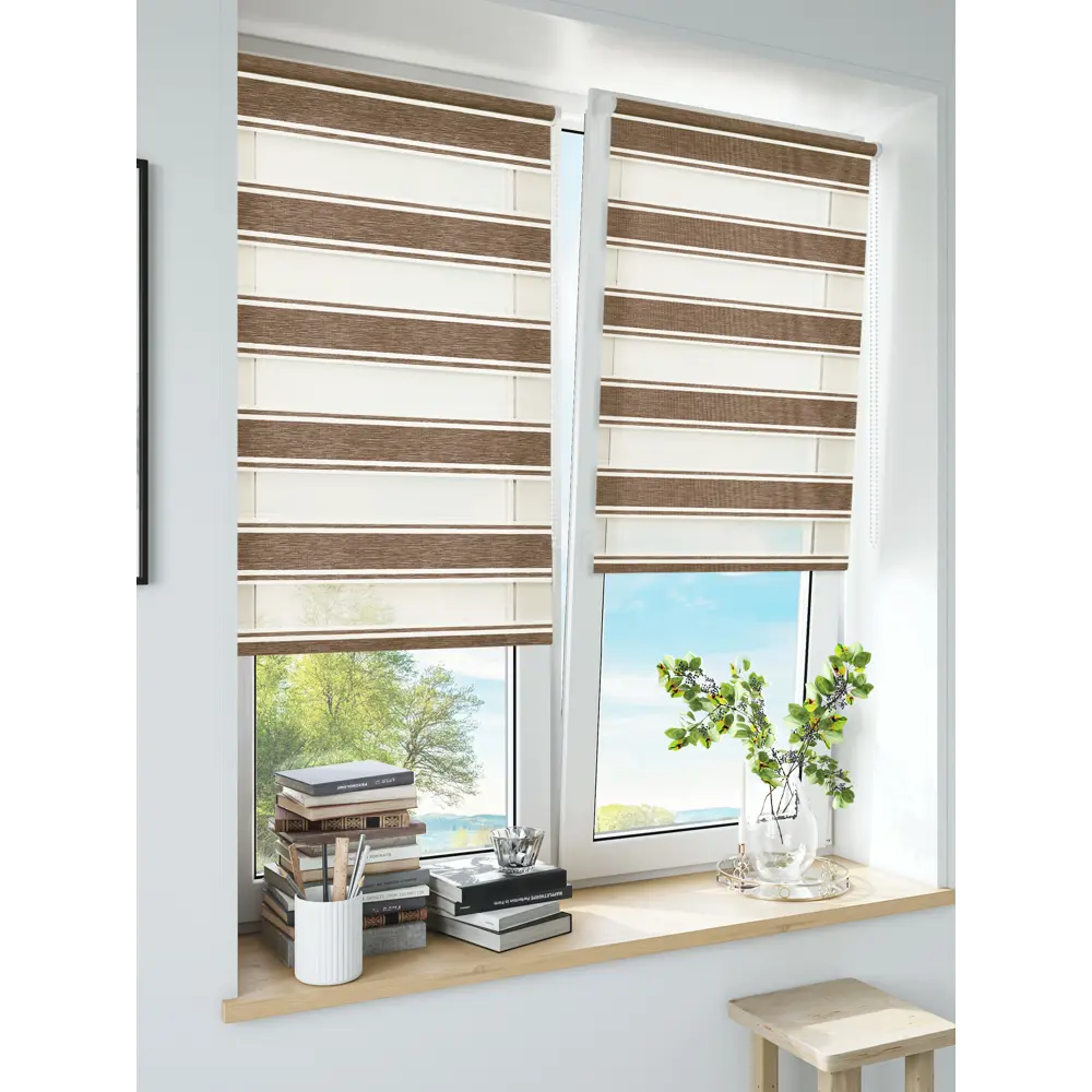 Штора рулонная день-ночь Дэли 55x160 см коричневая MIAMOZA STLM-2182378 - Вид №7