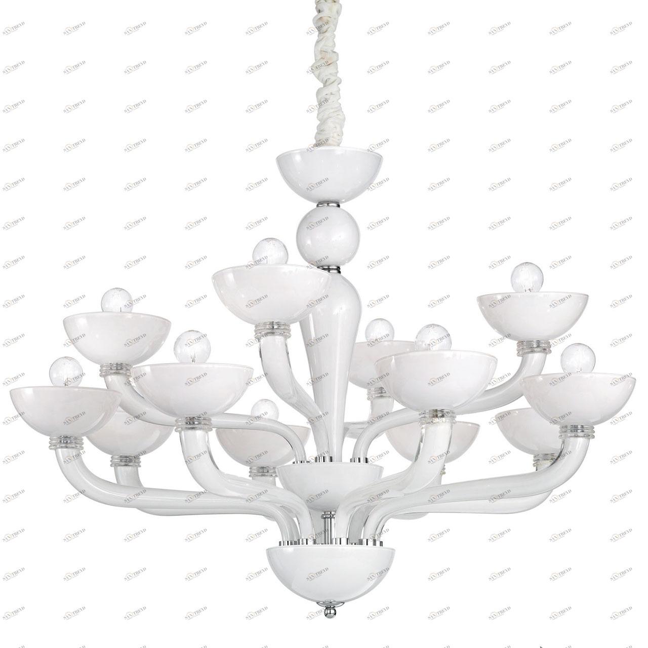 Люстра дизайнерская Ideal lux Casanova белая, хром Casanova SP12 IDEAL LUX ДИЗАЙНЕРСКИЕ, CASANOVA BIANCO 057283 Белый 