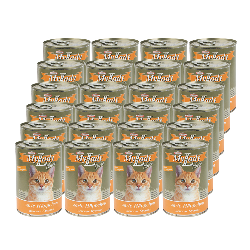 ПР0037895*24 Корм для кошек My Lady Classic кусочки в соусе, птица, утка конс. 415г (упаковка - 24 шт) Dr. ALDER`s 