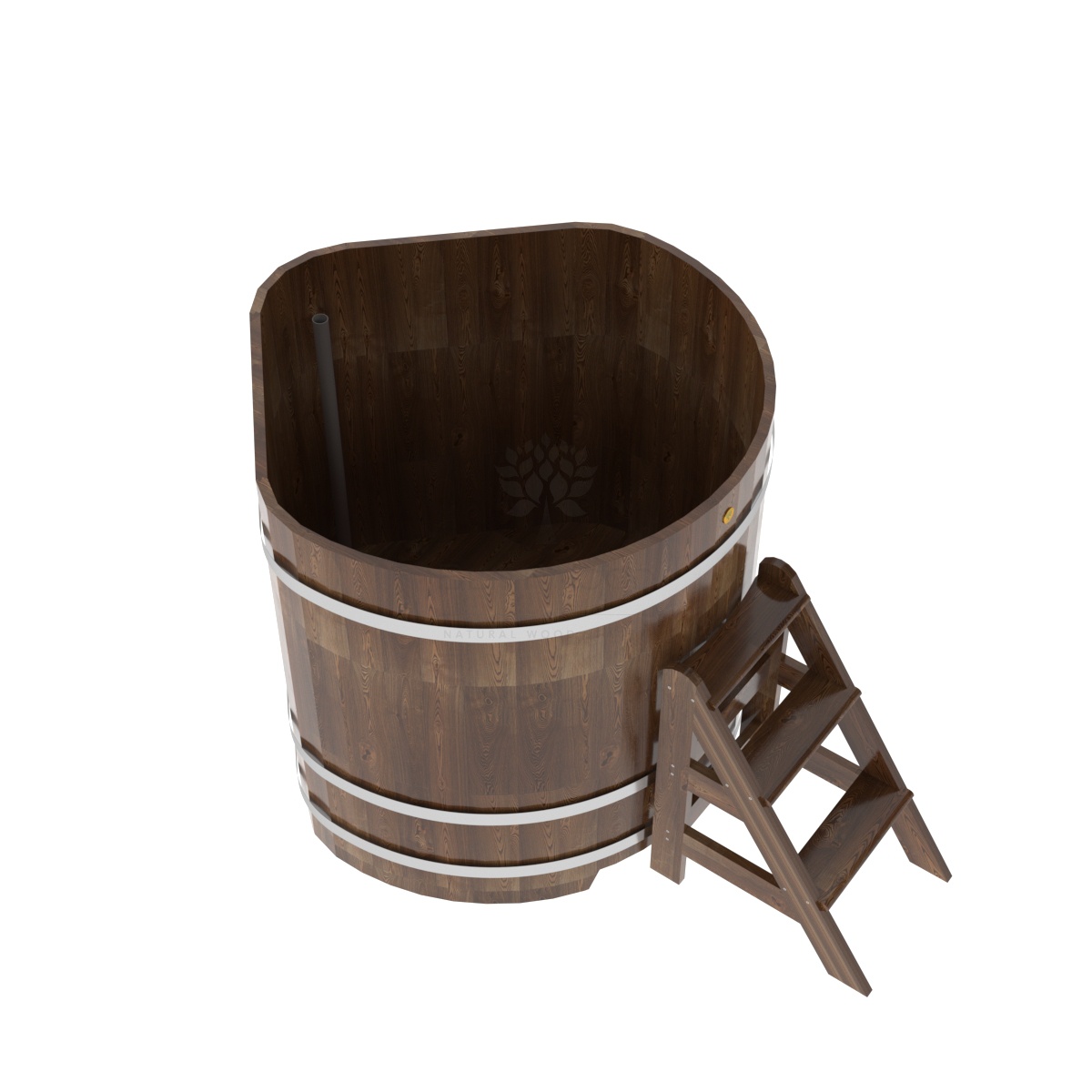 1578 Купель угловая из сращенных ламелей лиственницы 1,19х1,19х1,2 морёная Alyarus  - Вид №2