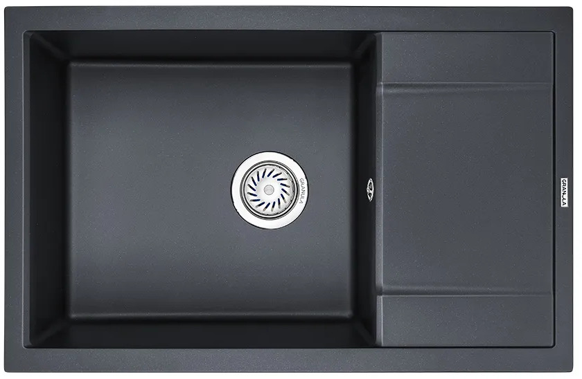 7805, ШВАРЦ (чёрный металлик), кухонная мойка, кварц