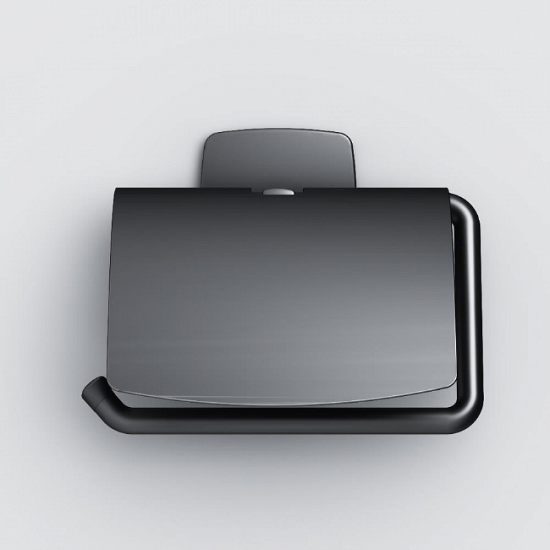 A90341422 Держатель для туалетной бумаги с крышкой черный AM.PM Gem - Вид №3