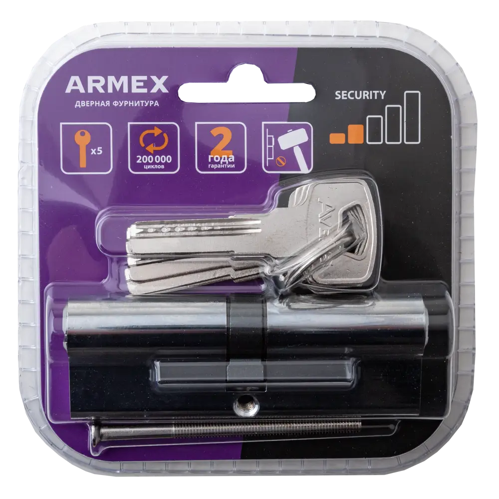 Цилиндр Armex Smart LM-90 45x45 мм ключ-ключ цвет хром STLM-2080384 - Вид №2