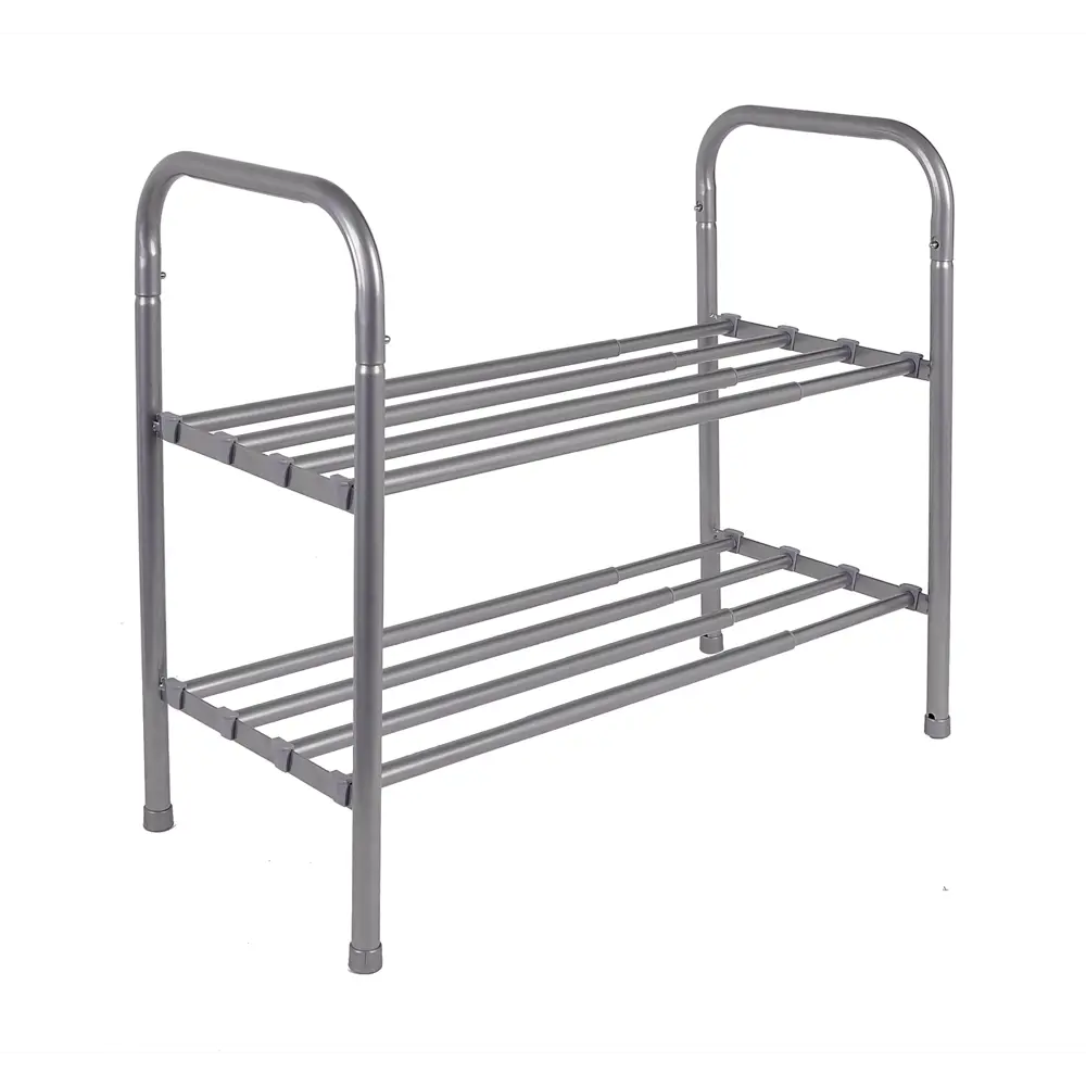 Этажерка для обуви Spaceo 53x47-79.5x29 см 2 полки металл цвет хром Полка раздвижная STLM-2083567 - Вид №6