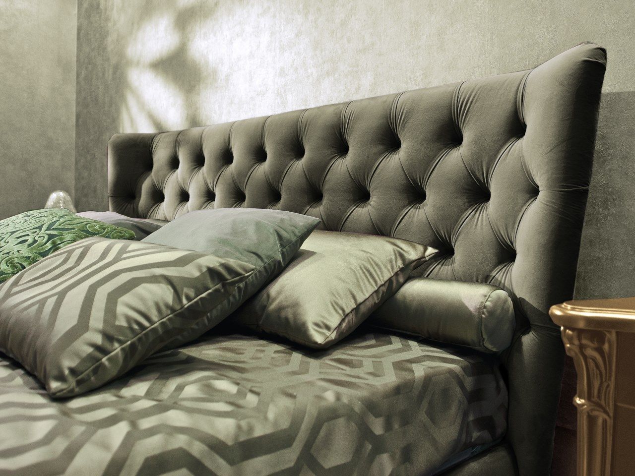 Двуспальная мягкая кровать из ткани с капитонным изголовьем CASA +39 City ARCH-00110107 - Вид №2