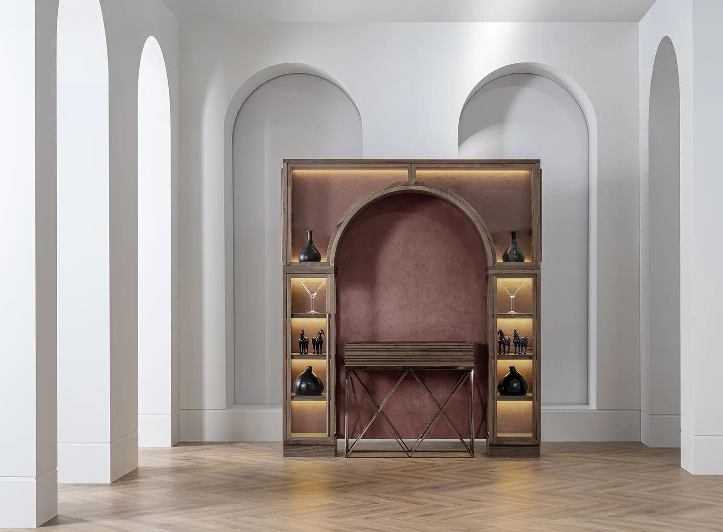 Витрина из дерева и стекла со встроенным освещением Mobi BOLOGNA ARCH-00115683 - Вид №1