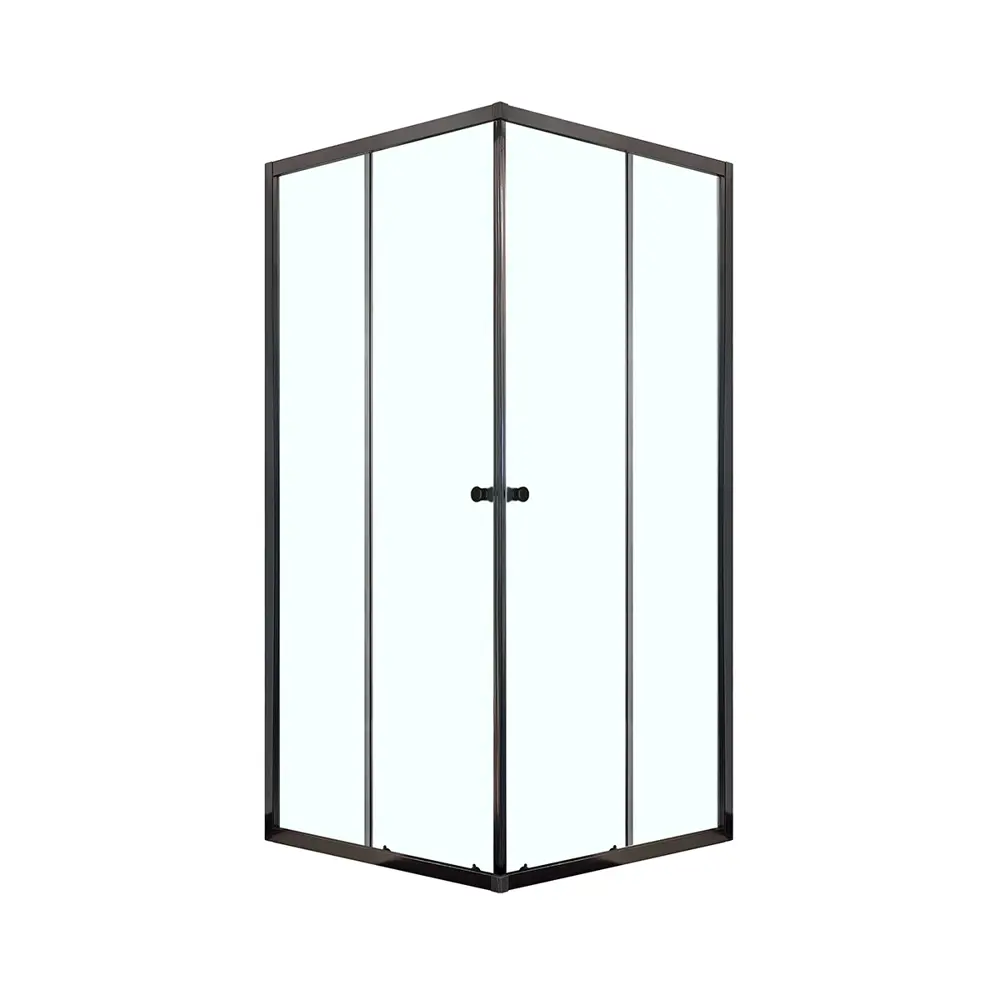 Душевая ширма Cube Domani-Spa квадратная 90x90x190см цвет профиля черный раздвижная стекло 4мм матовое 89395302 STLM-2037204 - Вид №1