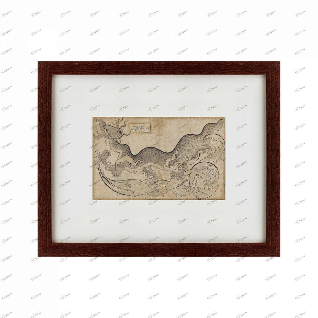 Картина: Drawing in the Saz style of a dragon amid foliage, Османская империя, 1540 КАРТИНЫ В КВАРТИРУ  135781 Разноцветный 