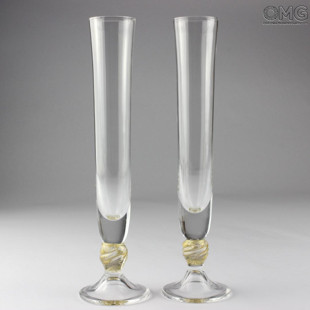 925 ORIGINALMURANOGLASS 2 бокала-флюте цвета шампанского Flute Champagne - муранское стекло OMG 6 см  - Вид №1