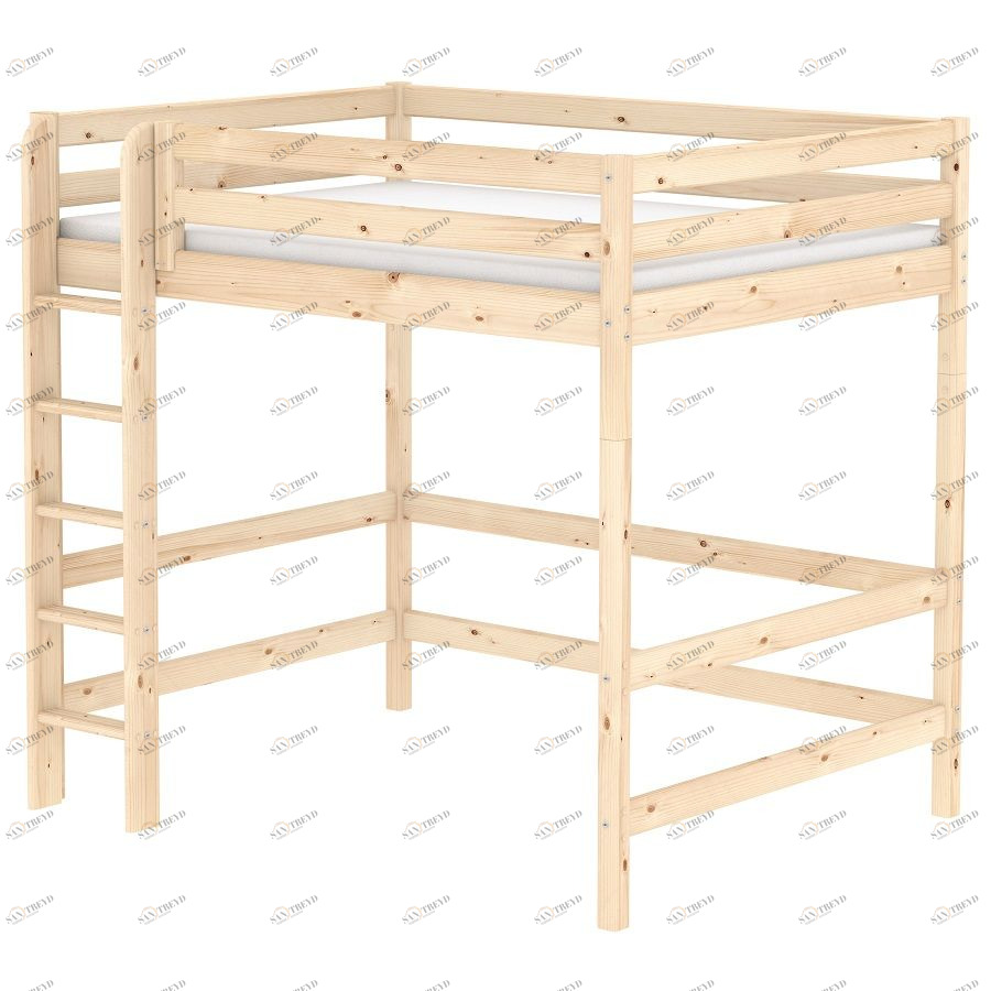 Кровать Flexa Classic высокая односпальная с прямой лестницей, лакированная, 190 см 9010620101